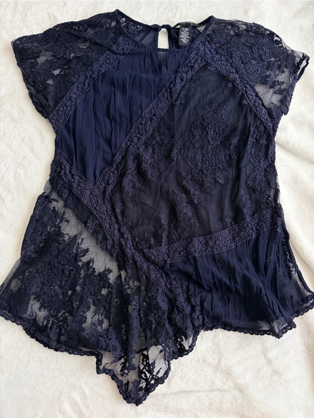 Karen Kane Navy Blue Multi Lace Mixed-Media Tunic - Size M